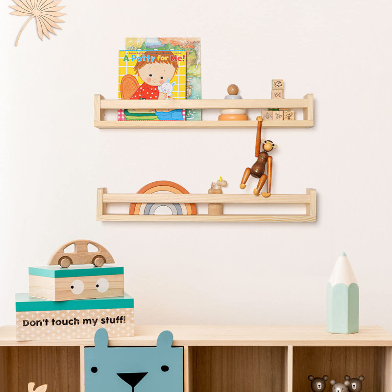 Tablette flottante en bois de pin 2 pièces Graviel, Blanc, H 3,5 po x l 24 po x P 4 po