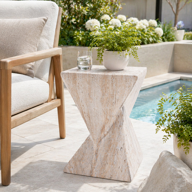 Table d'appoint 18,5 po MGO, Beige, marbre