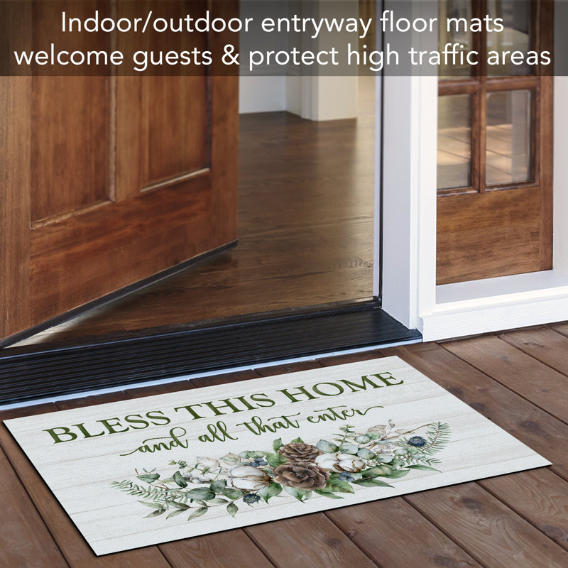 Winter Welcome Non-Woven Polyester Blend Entryway Mat with Recycled Rubber Backing