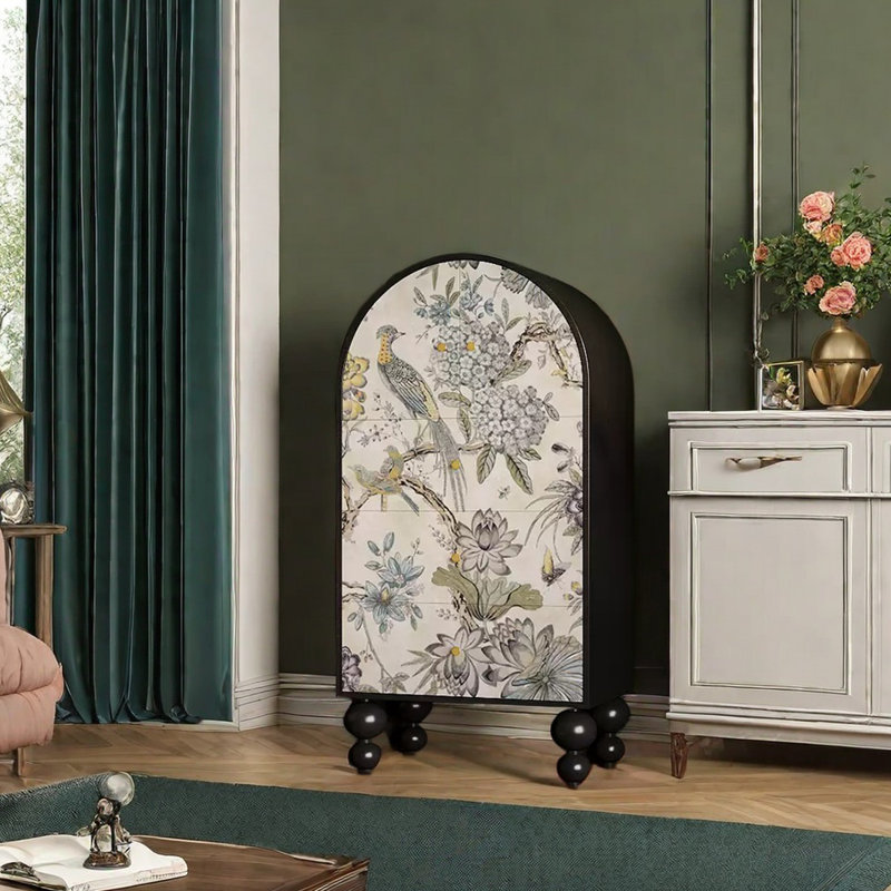 Flower and bird pattern exquisite accent chest