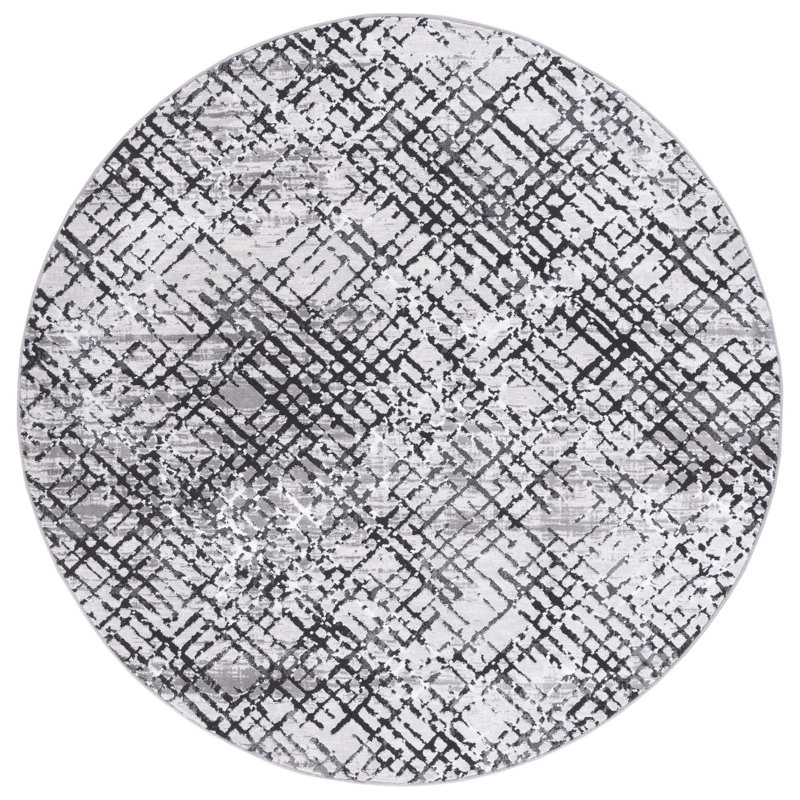 Tapis gris / gris anthracite Minyard 275, Rond 6 pi 7 po