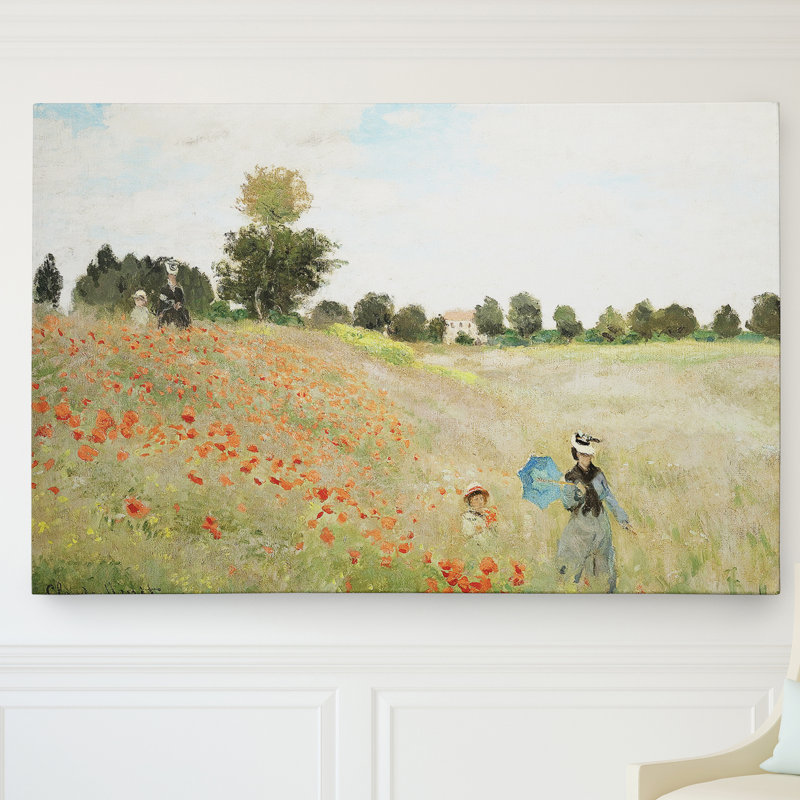 «Poppy Field» par Claude Monet, reproduction, H 18 po x l 27 po, Toile tendue, Sans cadre
