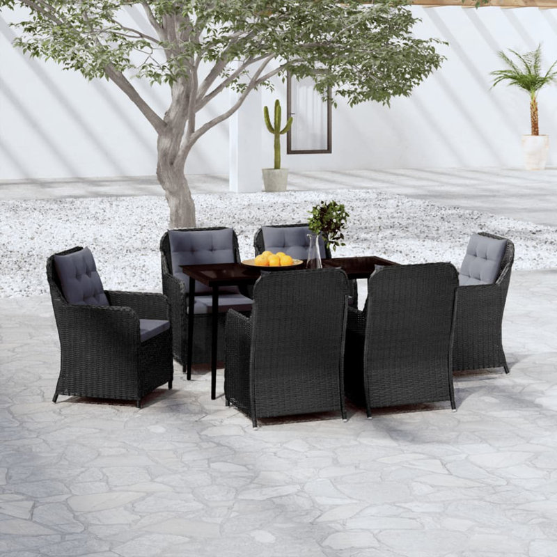Winston Rectangular 6 - Person 55.12" Long Dining Set, Gray, Black, 55.1" L x 27.6" W x  29.1" H