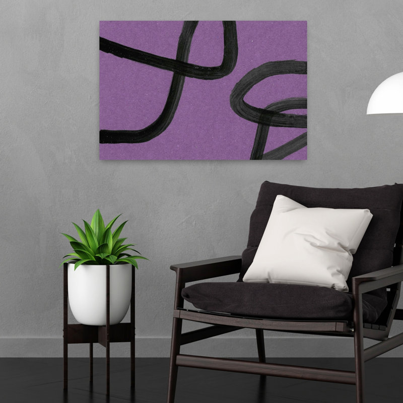 Abstrait, courbes mauves abstraites, audacieux, violet, impression murale contemporaine, 16" H x 24" W