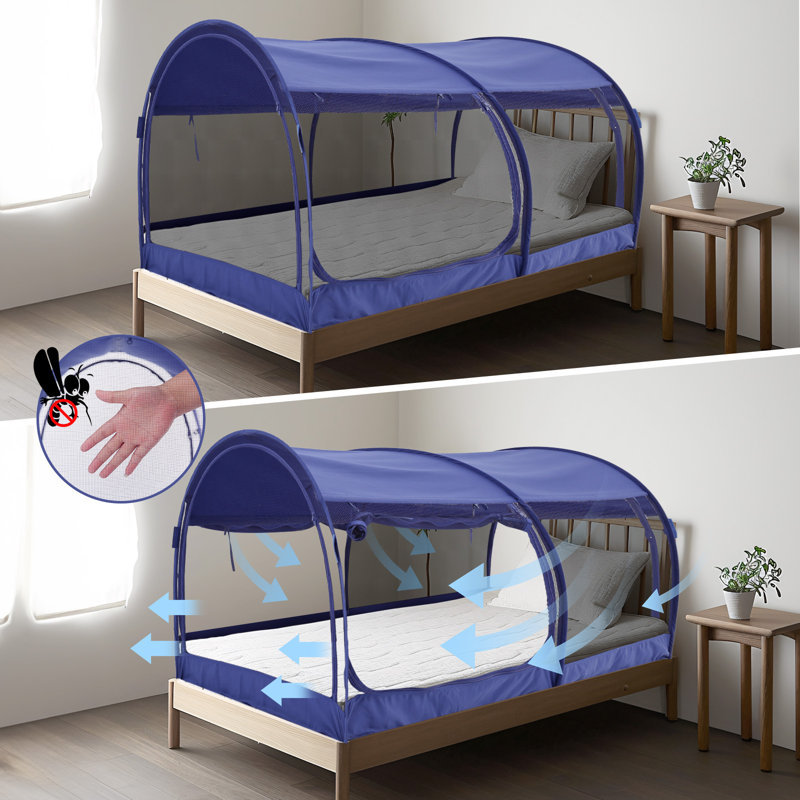 Summer Bed Tent Bed Canopy Sleep Tent Dream Tent with Mosquito Net- Pop Up Privacy Sleeping Tent for Indoor Use, Light Reducing & Breathable Design, Portable Frame with Mesh Windows,Twin-Full
