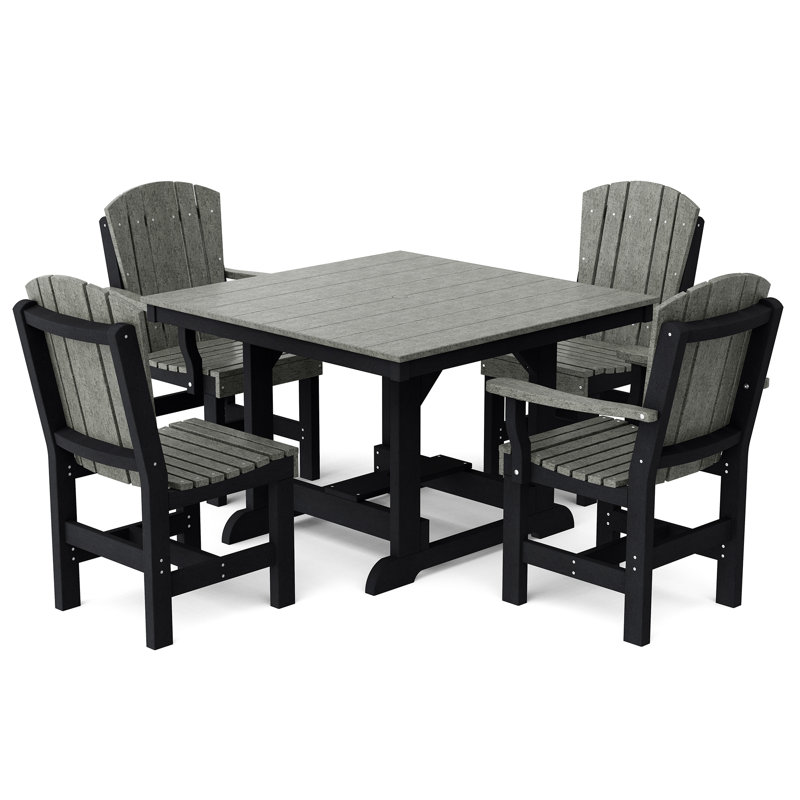 Heritage 5-Piece 44" x 44" Dining Set, Dark Gray/Black