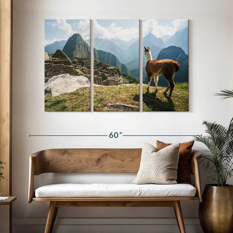 Brampt Llama And Machu Picchu, 32" H x 50" W