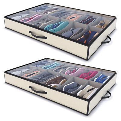 12 Pair Stackable Underbed Shoe Storage