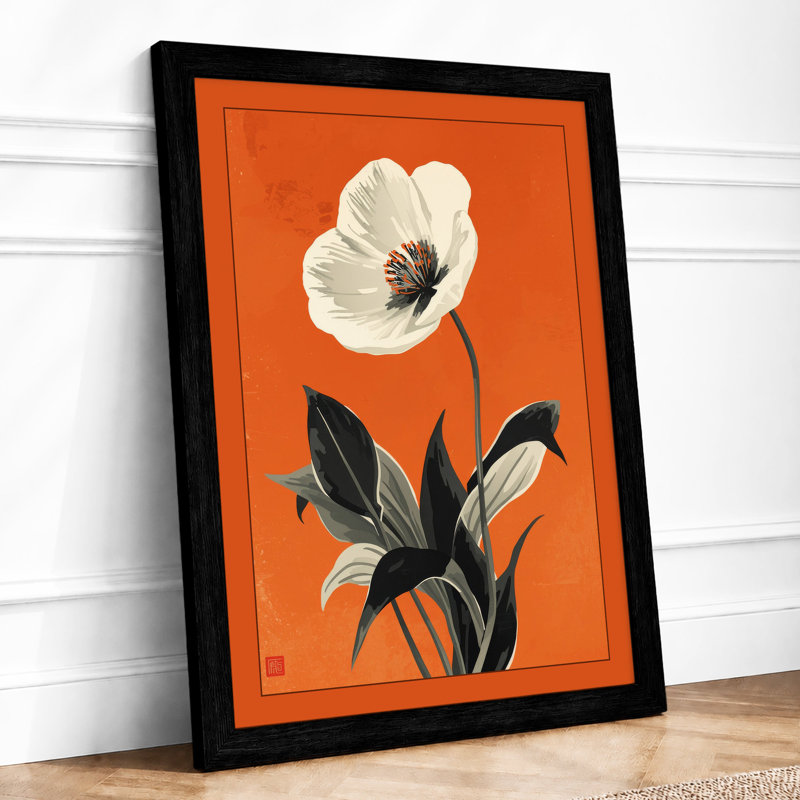 White Poppy Study Botanical - Print, A1 - 84.1 x 59.4 cm, Black