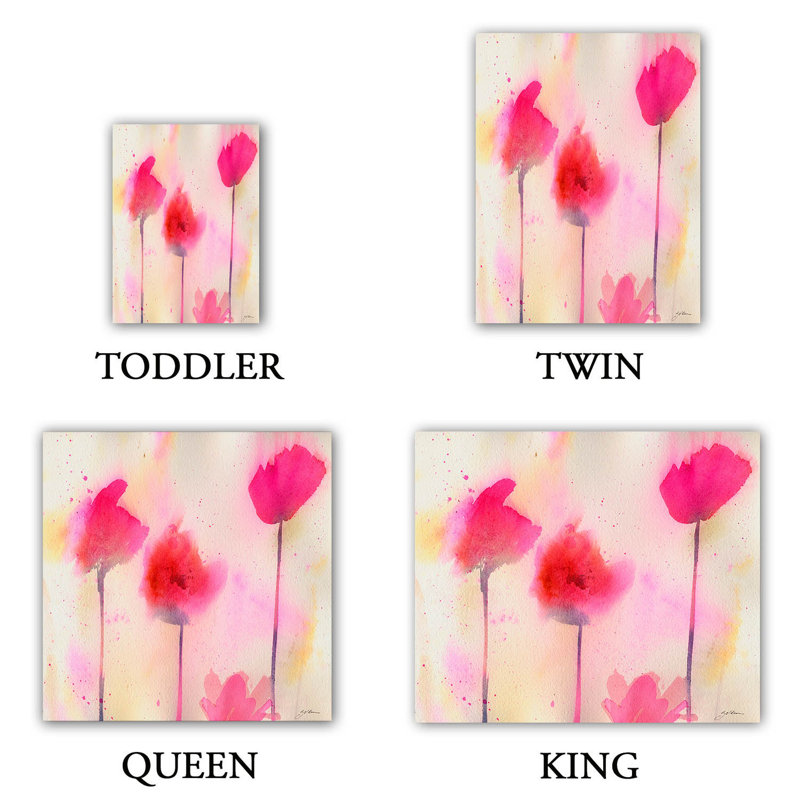 Ensemble de housse de couette pour grand lit DiaNoche en microfibre par Sheila Golden - Pink Poppy Dreams