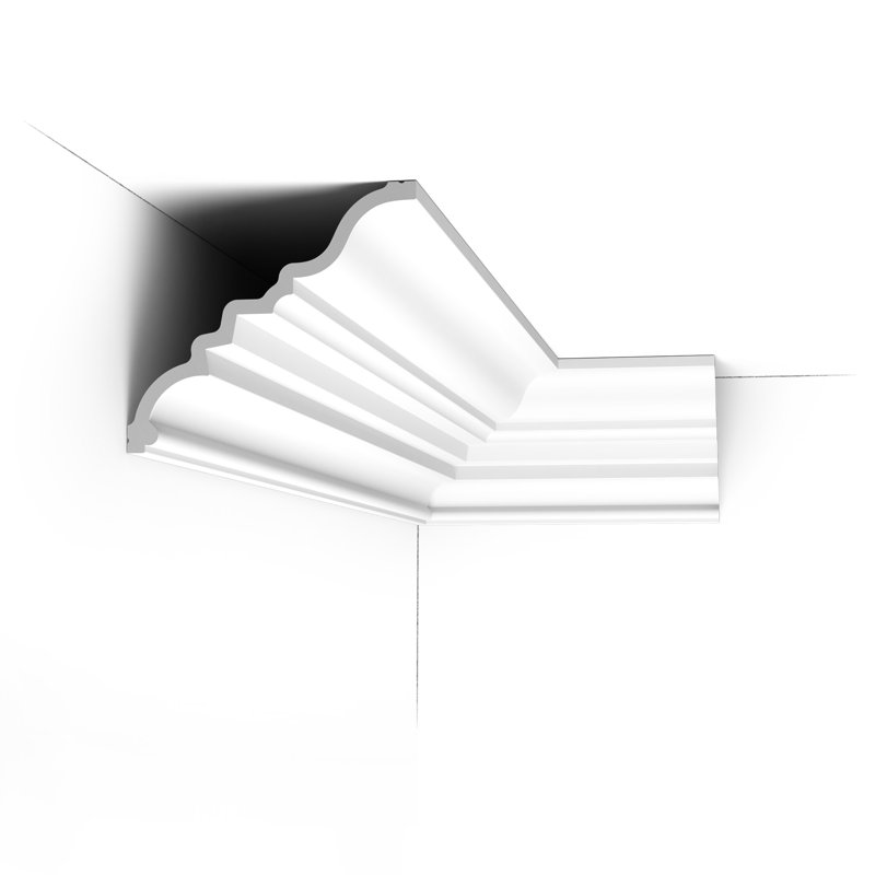 Moulure couronnée en polyuréthane blanc apprêté 6-1 / 4 po x 5-5 / 8 po x 78-3 / 4 po