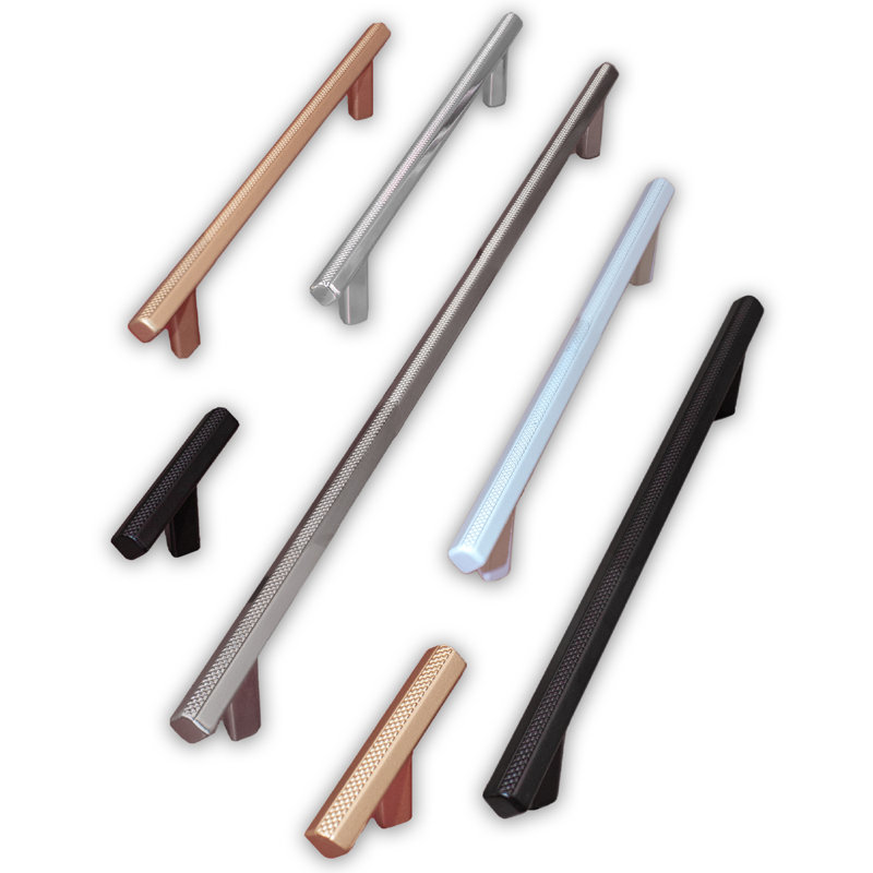 Poignée barre simple 12 5/8 po Knurl, Chrome poli