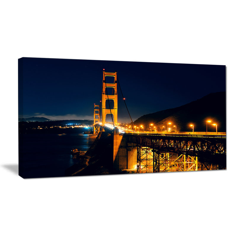 Golden Gate Bridge Night Scene Photographic Canvas Print, 16" x 32"