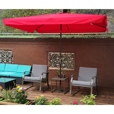 Parasol rectangulaire 10X6.5Ft avec mât en acier thermolaqué - tissu rouge