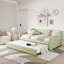 Lit de jour convertible rembourré avec dossier capitonné, canapé-lit polyvalent 3 en 1 avec lit gigogne escamotable et rangement latéral-129411595-129411596