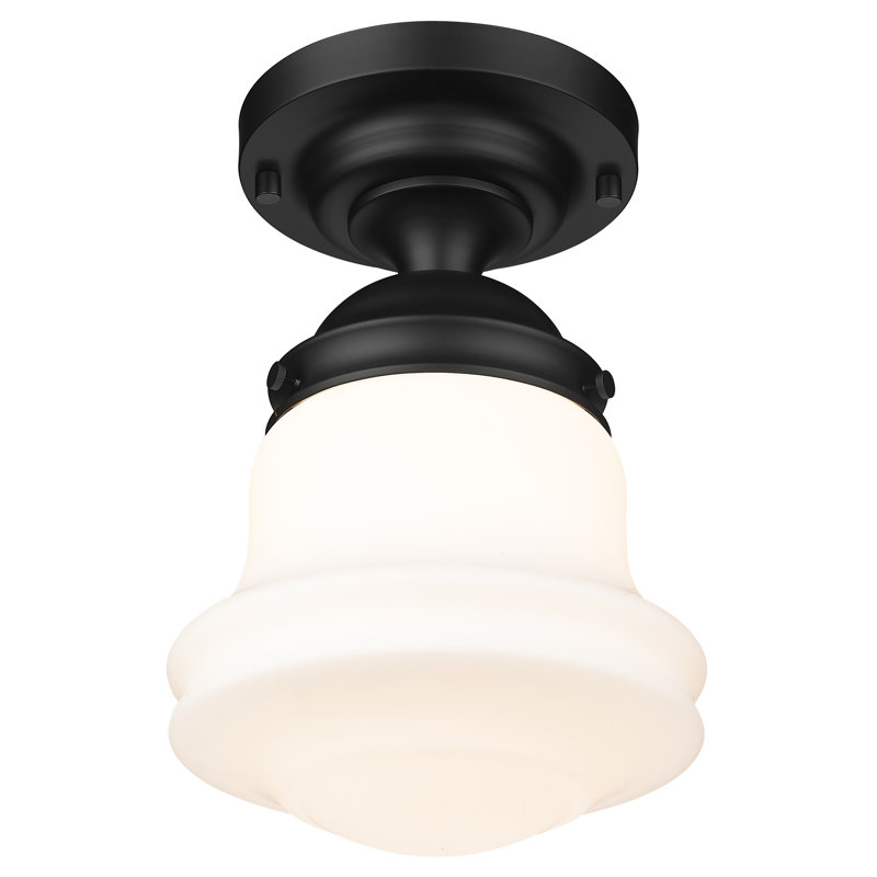 Neriah Glass Semi-Flush Mount Pendant, 15.75" H x 10.5" W, Matte Black