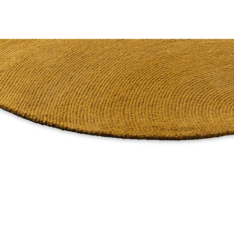 Hand Tufted Wool Area Rug in Ochre, Round 4'11"
