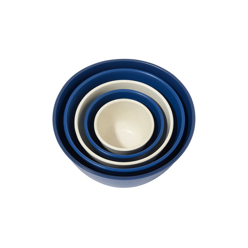 10-Piece Wheat PP Mixing Bowl Set With Lids, Blue