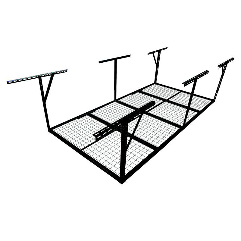 600 Lb. Loading 3X8ft Overhead Garage Storage Rack, 22''-40" Adjustable Ceiling, Reclaim Space Load, Maximize