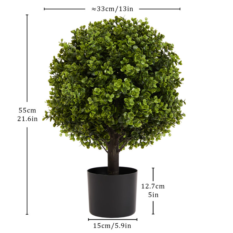 22In Boxwood Ball Shaped Artificial Topiary Shrubs Tree In Pot For Home And Garden Decoration 2Pcs/Set