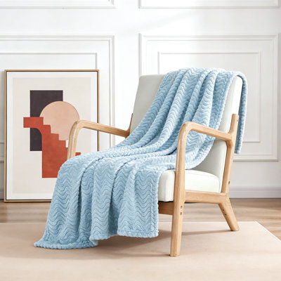 Jeté douillet en molleton confortable pour le canapé, couverture ultra douce et légère toutes saisons avec texture ondulée moelleuse, décorative et cadeau pour la maison, le bureau et les voyages