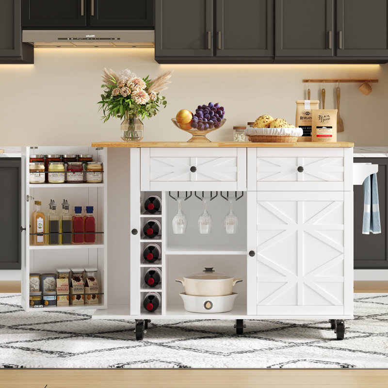 Wood Kitchen Cart, White
