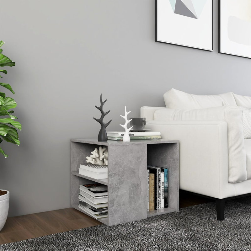 Gobnait Floor Shelf End Table, Concrete Grey, Concrete Grey