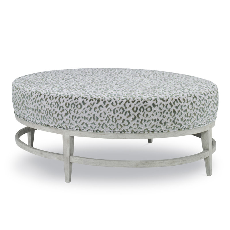 Elliptic Oval Ottoman, Bisque, Margaret Mahogany Polyester Blend