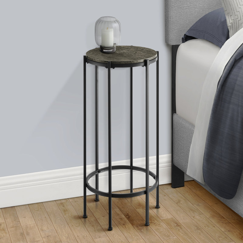 Table d'appoint, bout, rond, table d'appoint, petite, lampe, table de chevet, stratifié, métal, contemporain, Brun