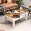 Table basse rectangulaire de salon en verre trempé avec plateau en MDF et verre brun-148228160