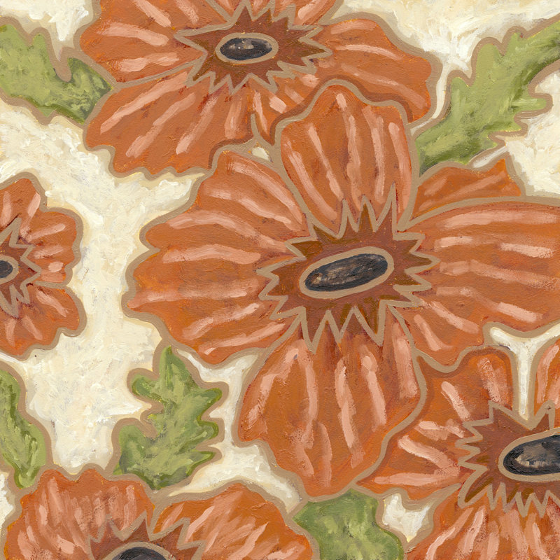 Persimmon floral IV, H 12 po x l 12 po