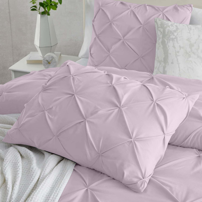 Ameha Microfiber Duvet Cover Set with Pillowcases, Double Duvet Cover + 2 Double Pillowcases, Pink Blush