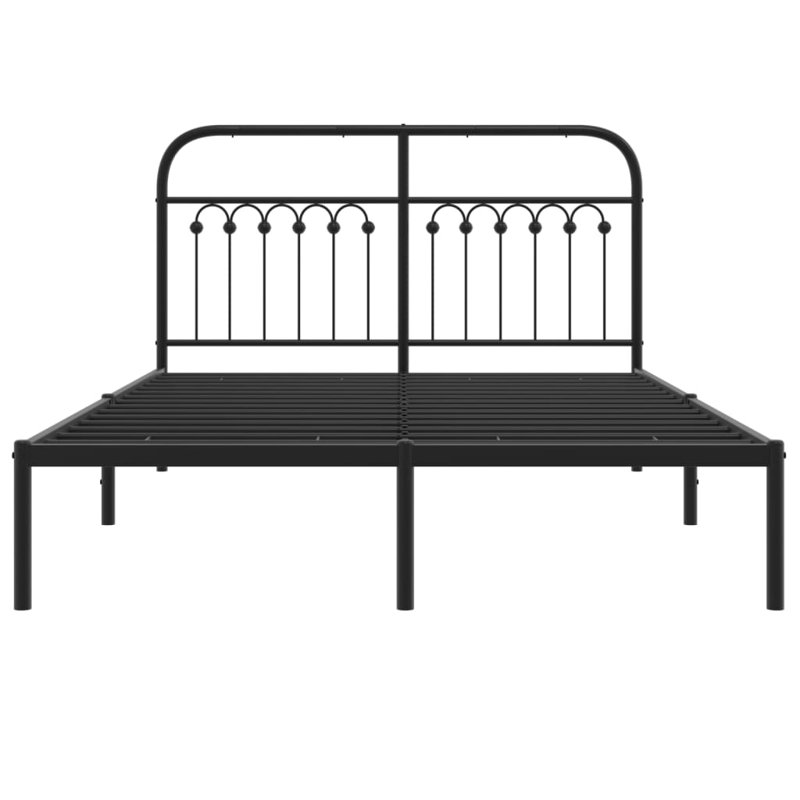 Vidaxl Bed Frame with Metal Headboard, 135cm x 190cm, Black