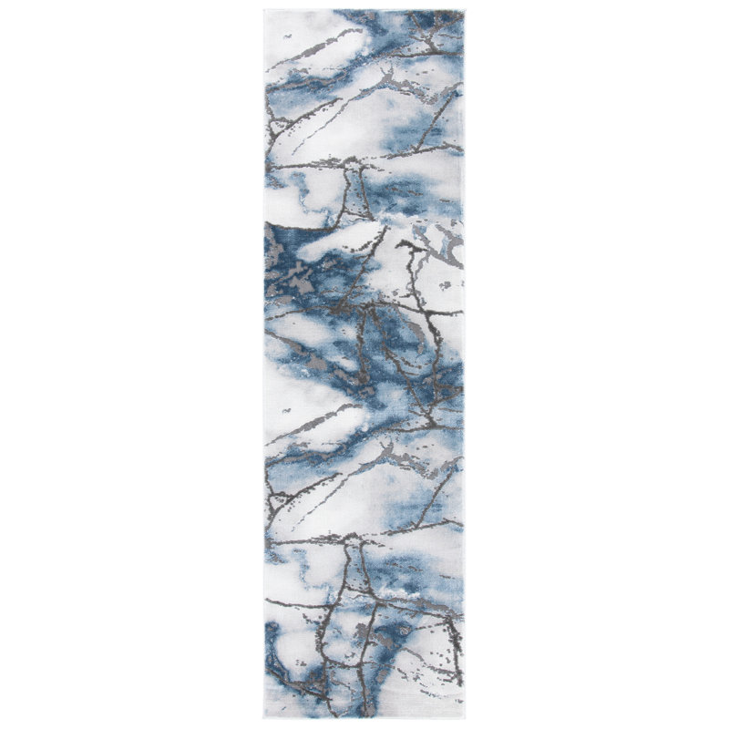 John-Paul Craft Performance Abstract Rug, Runner 2'3" x 4', Gray/Blue