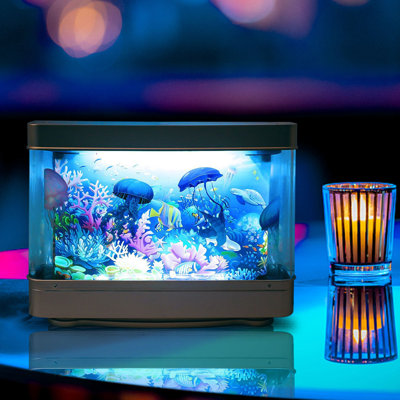 Mini-aquarium artificiel avec lampe poisson