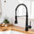 Black Pull Down Kitchen Faucet, Single Handle Design, Robust Brass Construction, Corrosion Coating, Stream And Spray Settings, Easy Installation