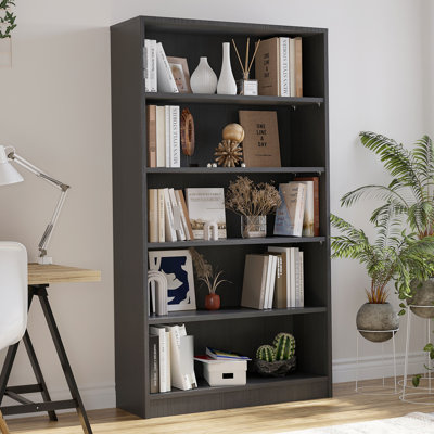 Bibliothèque grise moderne en bois à 5 tablettes pour le salon