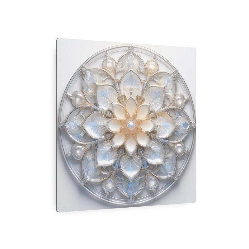 Mandala, motif floral, effet perle et verre
