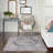 Medallion Machine Washable Polyester Area Rug in Light Blue/Orange/Gray-369937936