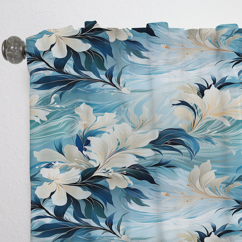 Rideau à motif floral V - Oceanic Dreamscape, L 52 po x L 90 po