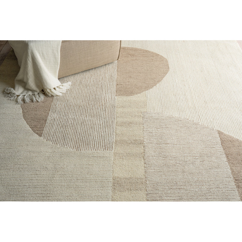 Mikura Hand Tufted New Zealand Wool Taupe/Light Brown/Ivory Area Rug, 8'X10'