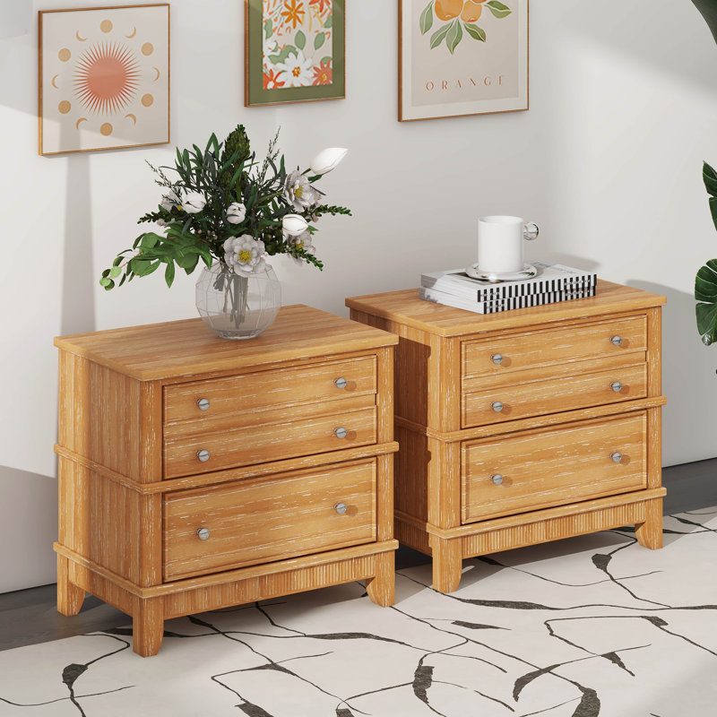 3-Drawer Hazel 3-Drawer Side Table, Set Of Two