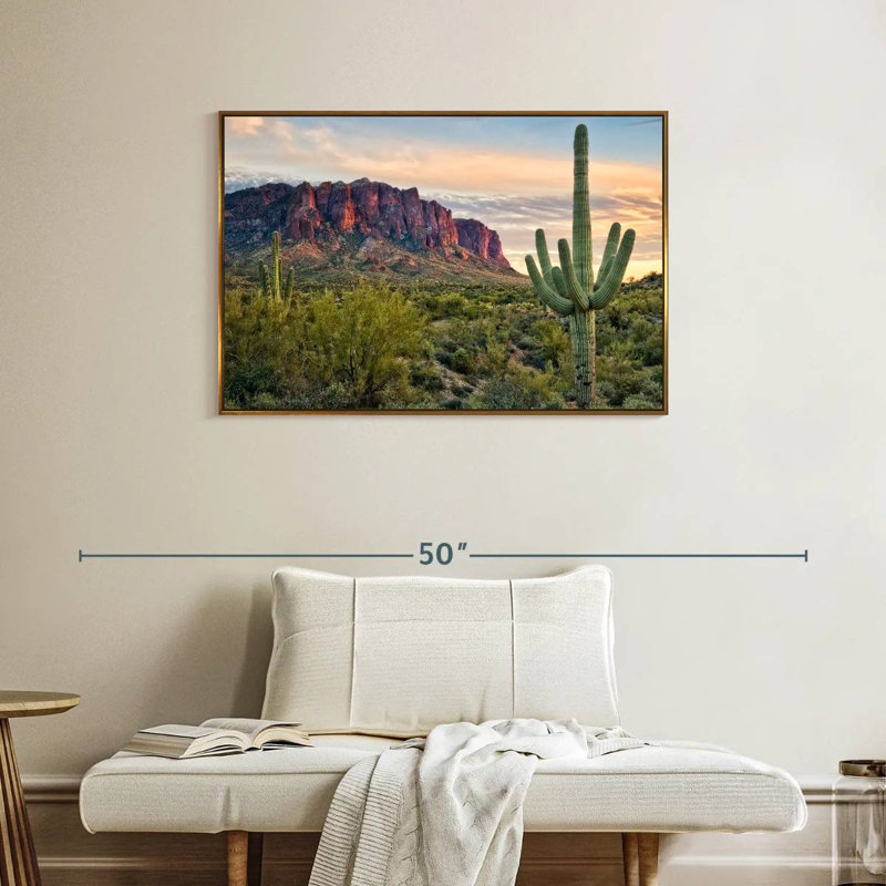 Cactus View II, Cadre flottant doré, 37 po x 25 po