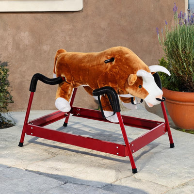 Bull en peluche avec sons réalistes, structure en acier robuste, brun classique, pour enfants de 3 ans et plus