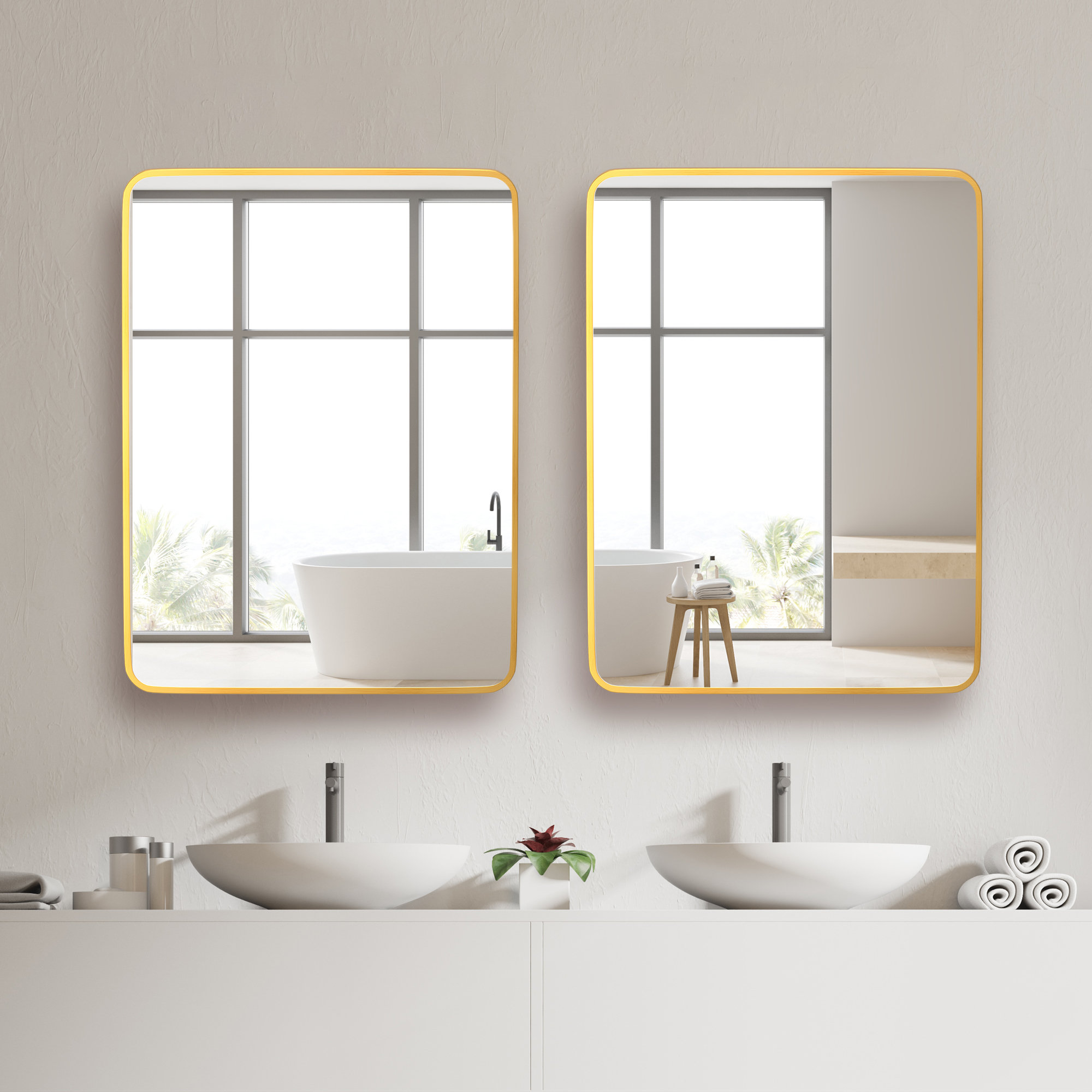 17 Stories Hajnal Modern Minimalist Rectangle Metal Wall Bathroom ...