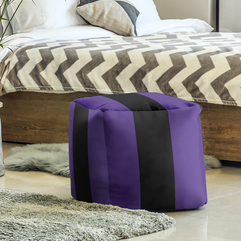 Repose-pieds cube la ours college stripes, Mauve / noir / mauve