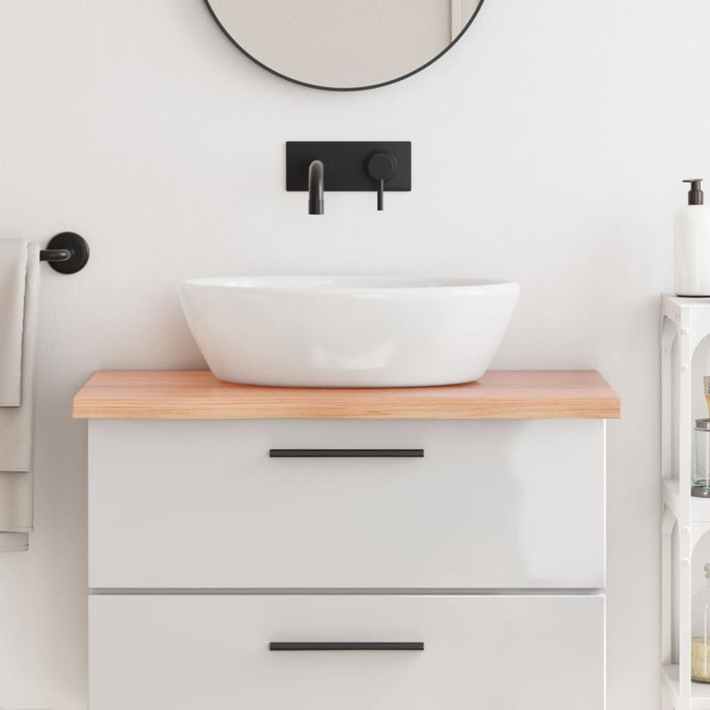 Bois massif traité avec meuble-lavabo vidaXL, Brun clair