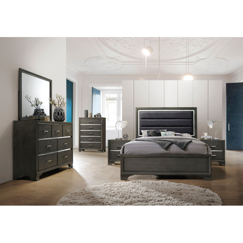 Bilicki Rectangular Dresser Mirror in Gray