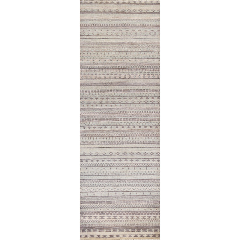 Tapis de couloir unique en laine noué à la main de taille 2 pi 8 po x 10 pi 2 po