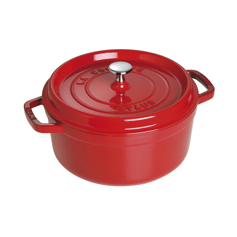 La Cocotte Cast Iron Round Cocotte, 4 quarts, Cherry